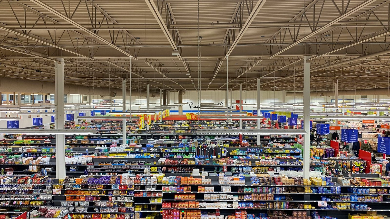 A large grocery store filled with lots of food